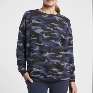 ATHLETA I Sweatshirt Studio To Street Army Print Camo Blue Black XS 632058